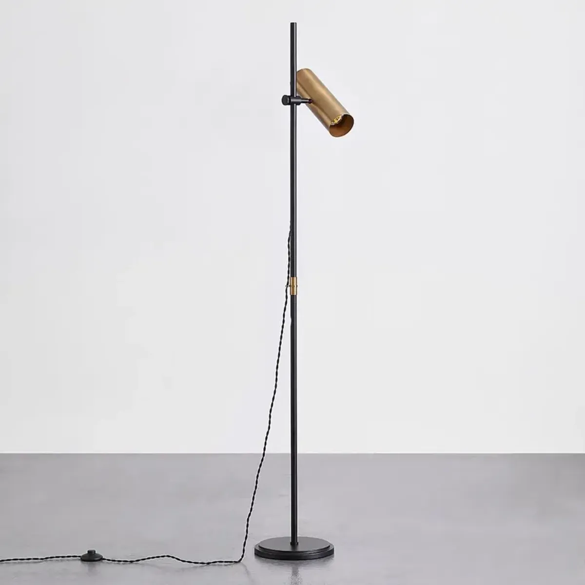 Quinn Adjustable Floor Lamp - Patina Brass/Black