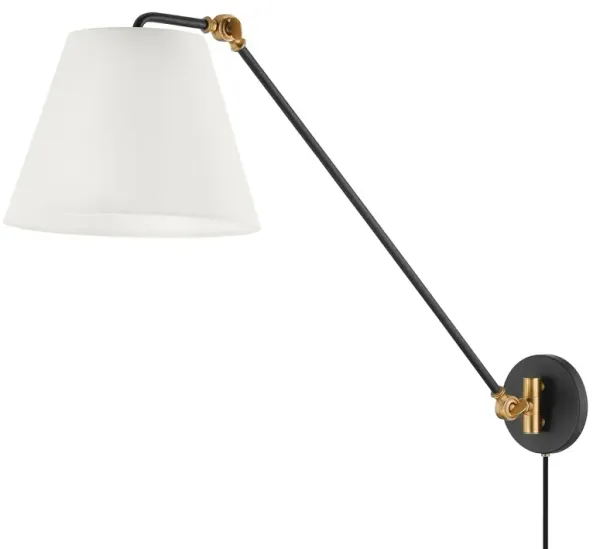 Navin 27.25" Plug-in Wall Sconce - Patina Brass/Textured Black