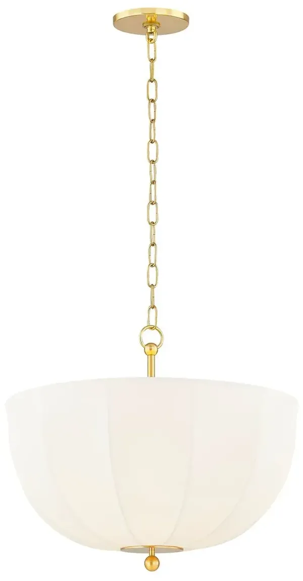 Meshelle 17" Pendant - Aged Brass/White Linen - Home Ec. for Mitzi - Gold