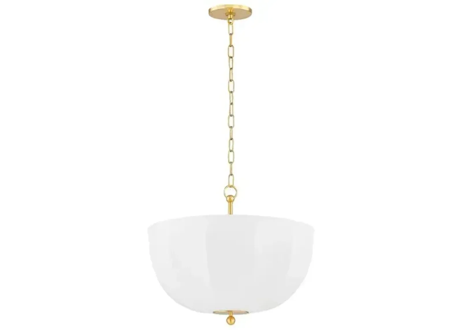 Meshelle 17" Pendant - Aged Brass/White Linen - Home Ec. for Mitzi - Gold