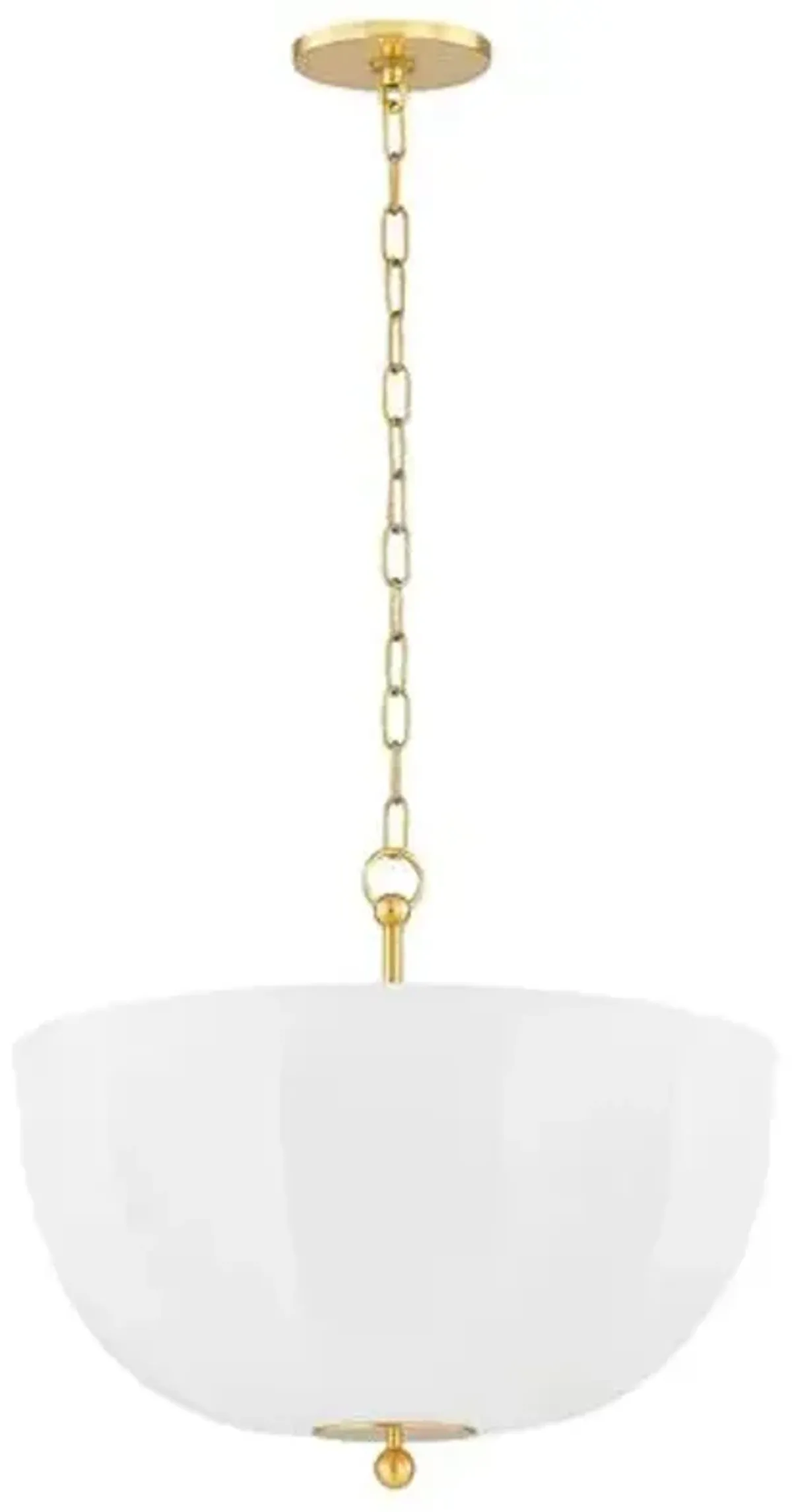 Meshelle 17" Pendant - Aged Brass/White Linen - Home Ec. for Mitzi - Gold