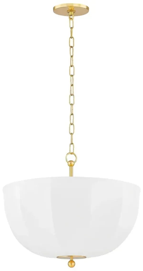 Meshelle 17" Pendant - Aged Brass/White Linen - Home Ec. for Mitzi - Gold