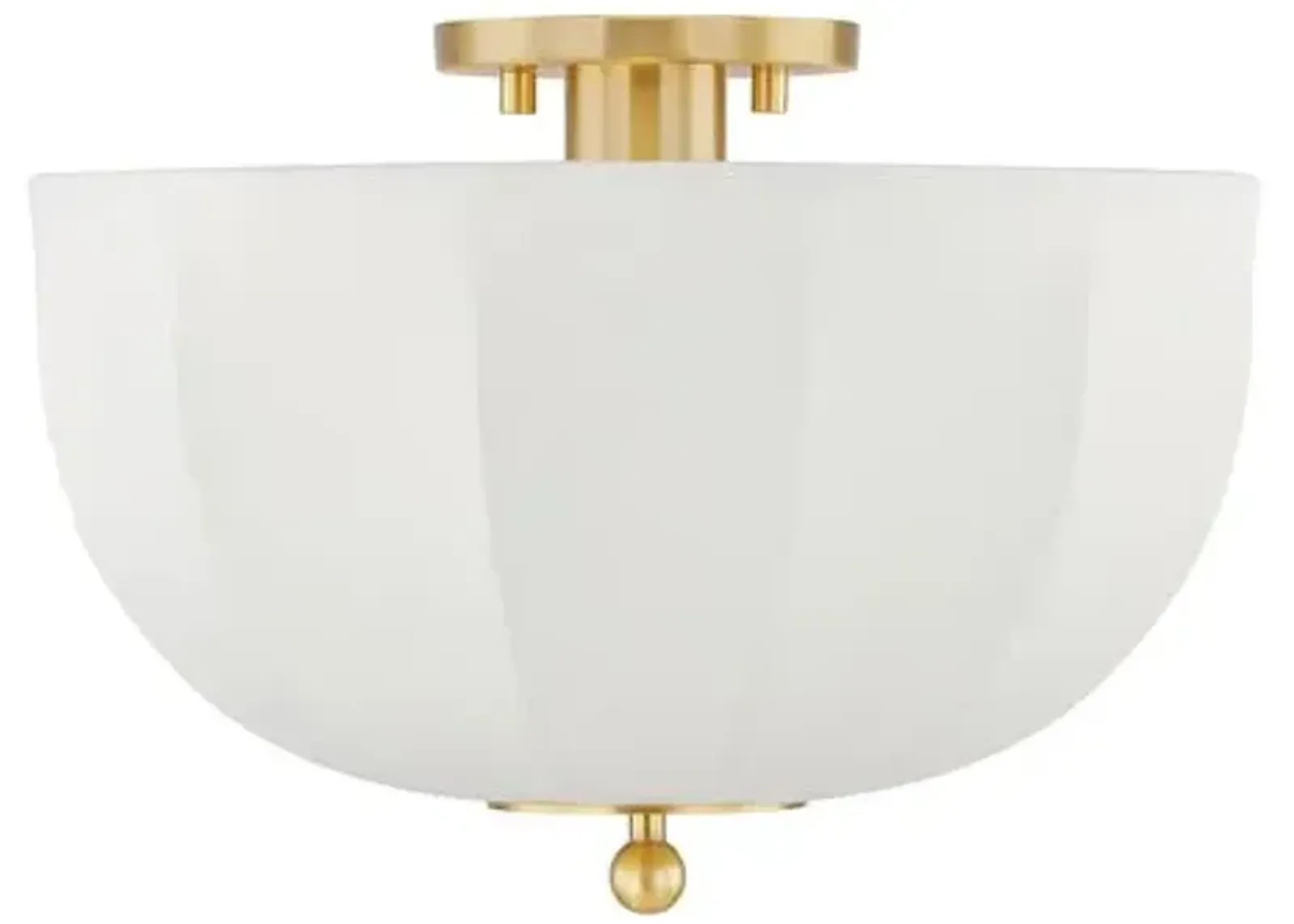 Meshelle Flush Mount - Aged Brass/White Linen - Home Ec. for Mitzi - Gold