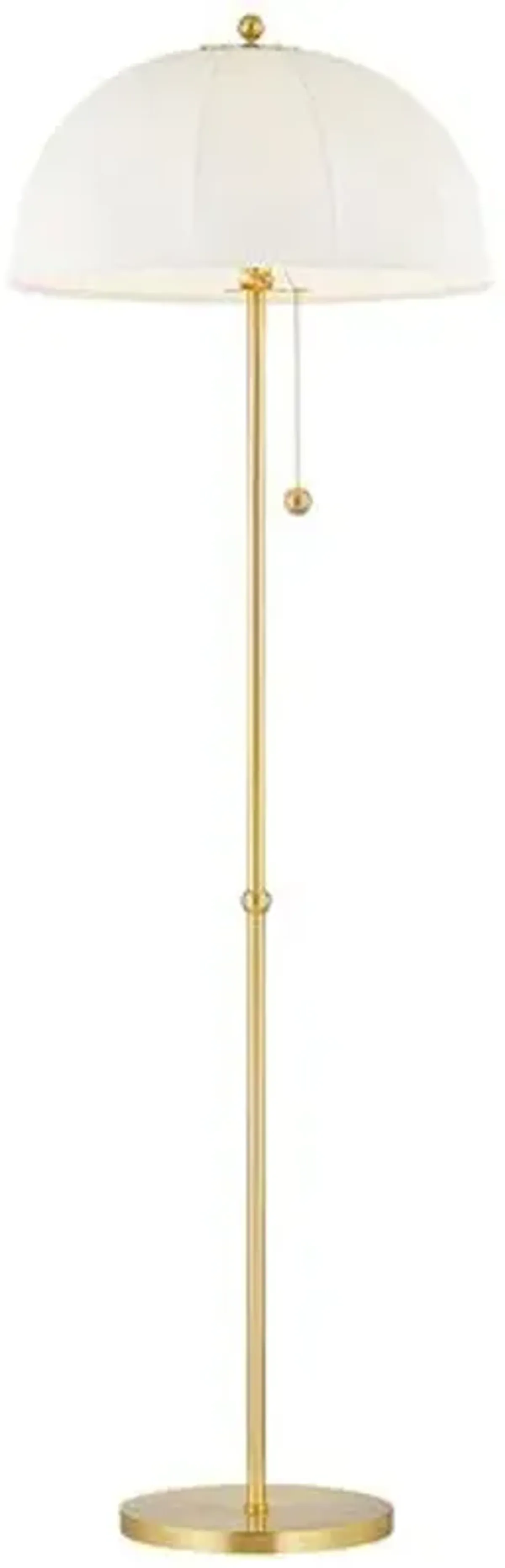 Meshelle Dome Floor Lamp - Aged Brass/White Linen - Home Ec. for Mitzi