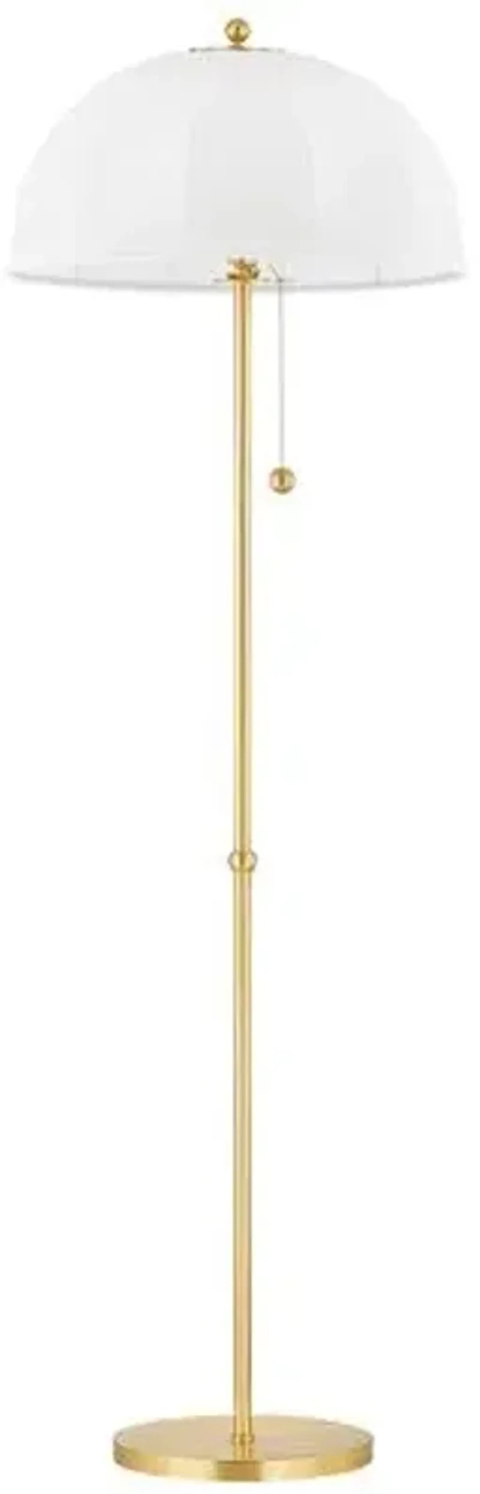 Meshelle Dome Floor Lamp - Aged Brass/White Linen - Home Ec. for Mitzi