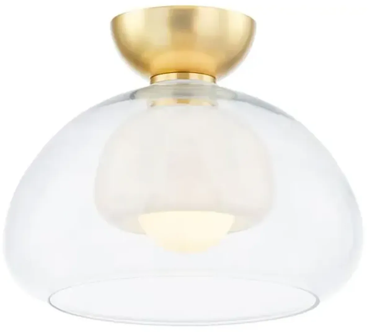 Cortney 9" Glass Semi Flush Mount - Aged Brass - Home Ec. for Mitzi - Gold