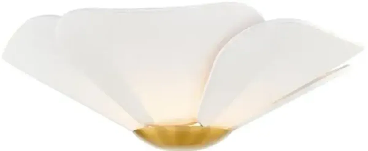 Madeline 7.75" Flush Mount - Aged Brass/White Linen - Home Ec. for Mitzi - Gold