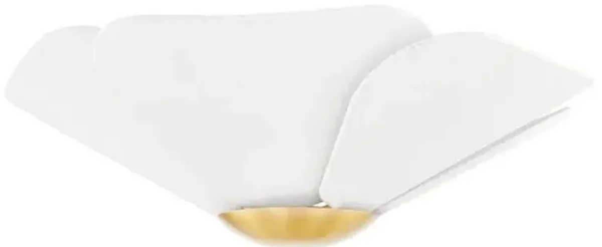 Madeline 7.75" Flush Mount - Aged Brass/White Linen - Home Ec. for Mitzi - Gold