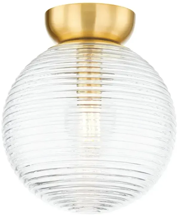 Sara 12" Textured Glass Globe Flush Mount - Aged Brass - Home Ec. for Mitzi - Gold