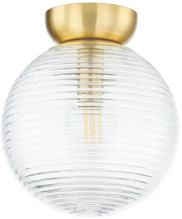 Sara 12" Textured Glass Globe Flush Mount - Aged Brass - Home Ec. for Mitzi - Gold