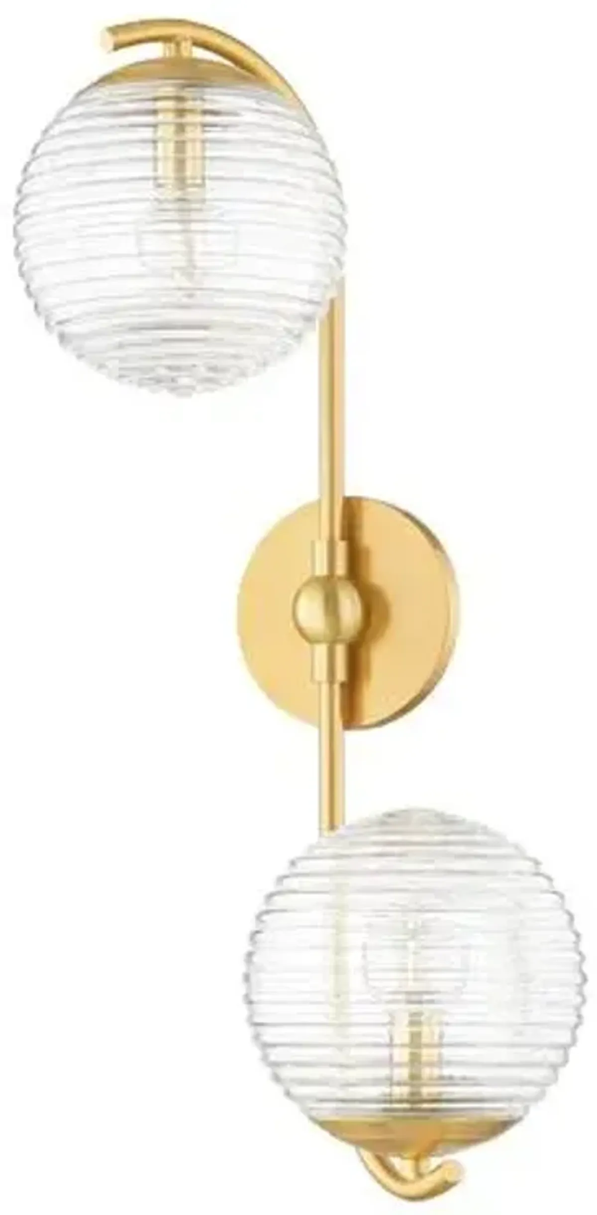 Sara 2-Light Textured Glass Wall Sconce - Aged Brass - Home Ec. for Mitzi - Gold