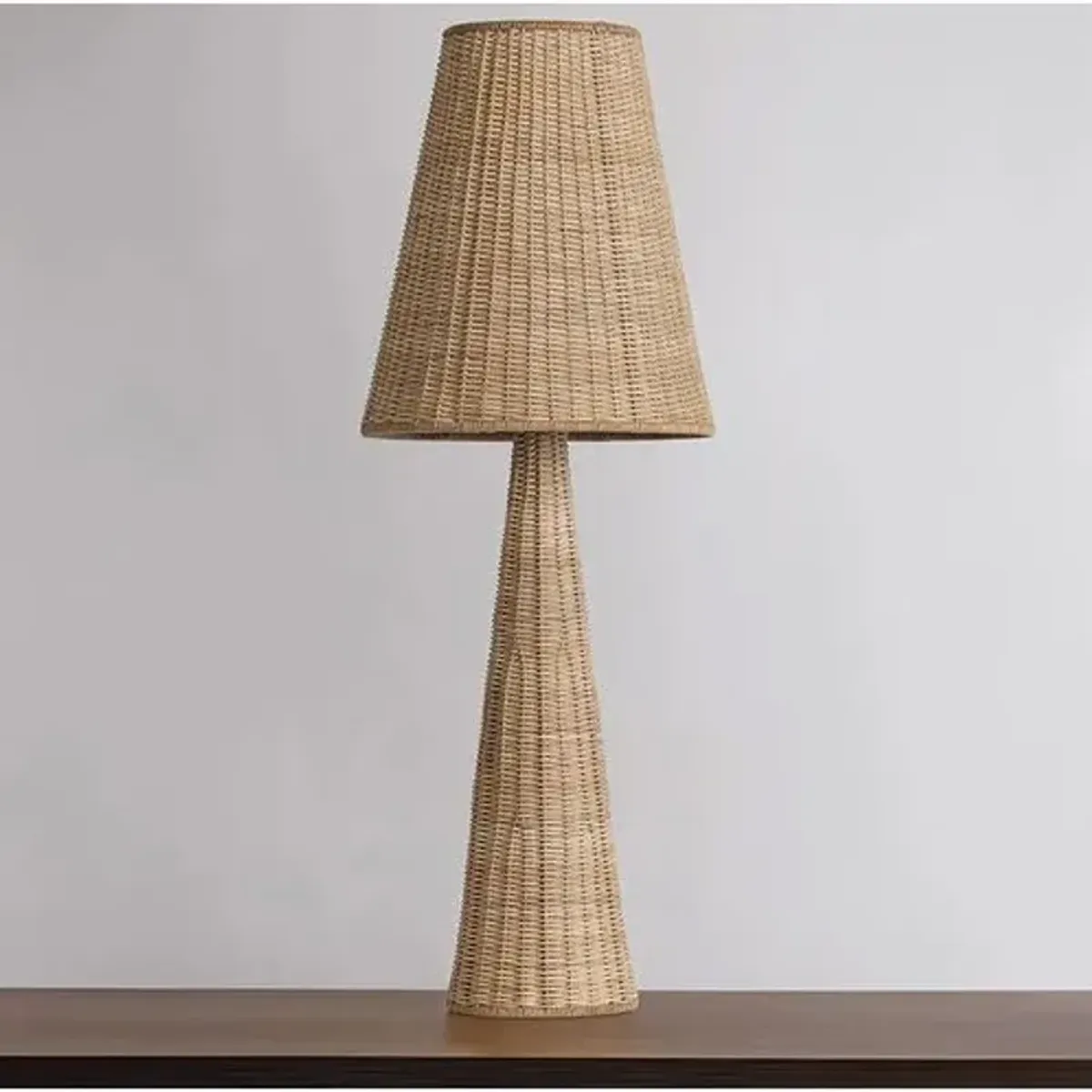 Kenna Rattan Wicker Table Lamp - Natural - Gold