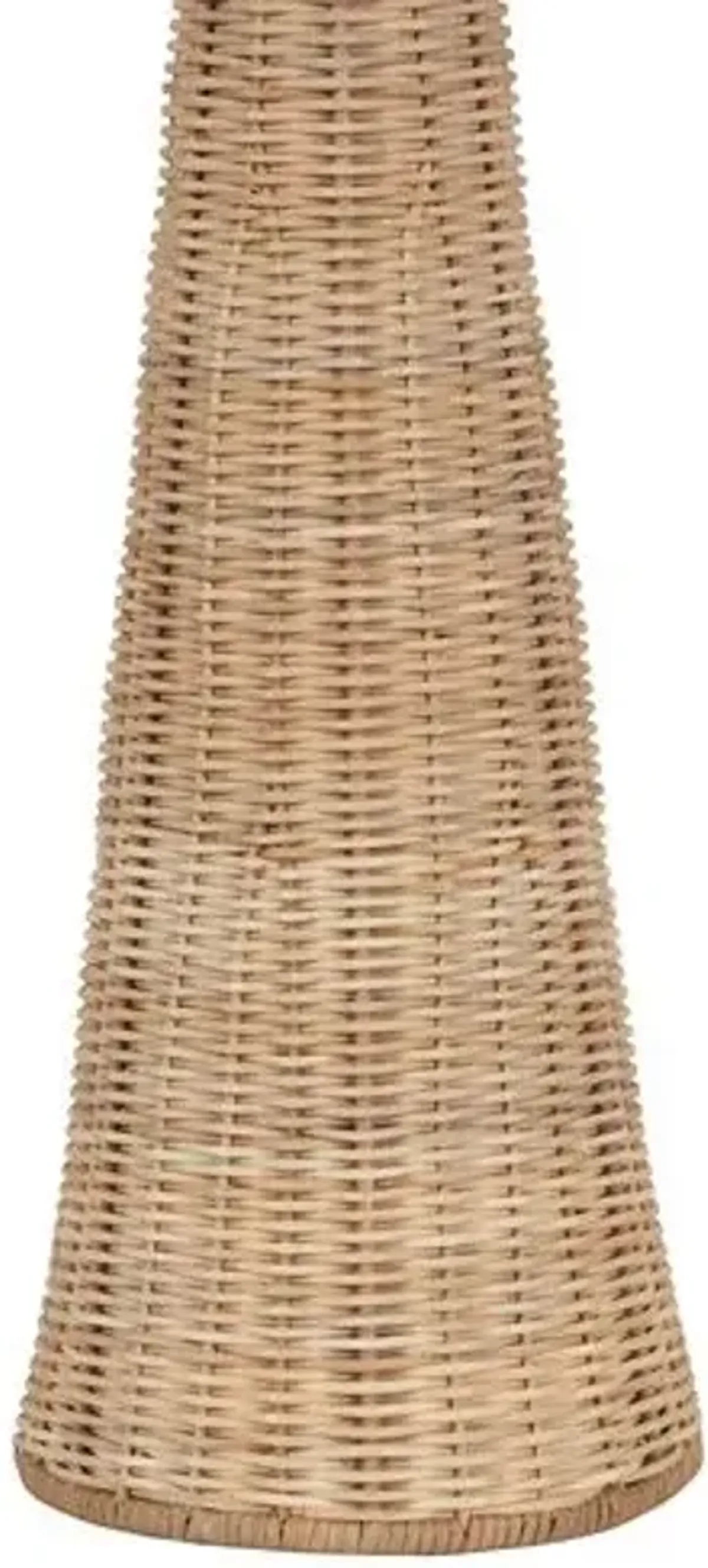 Kenna Rattan Wicker Table Lamp - Aged Brass - Gold