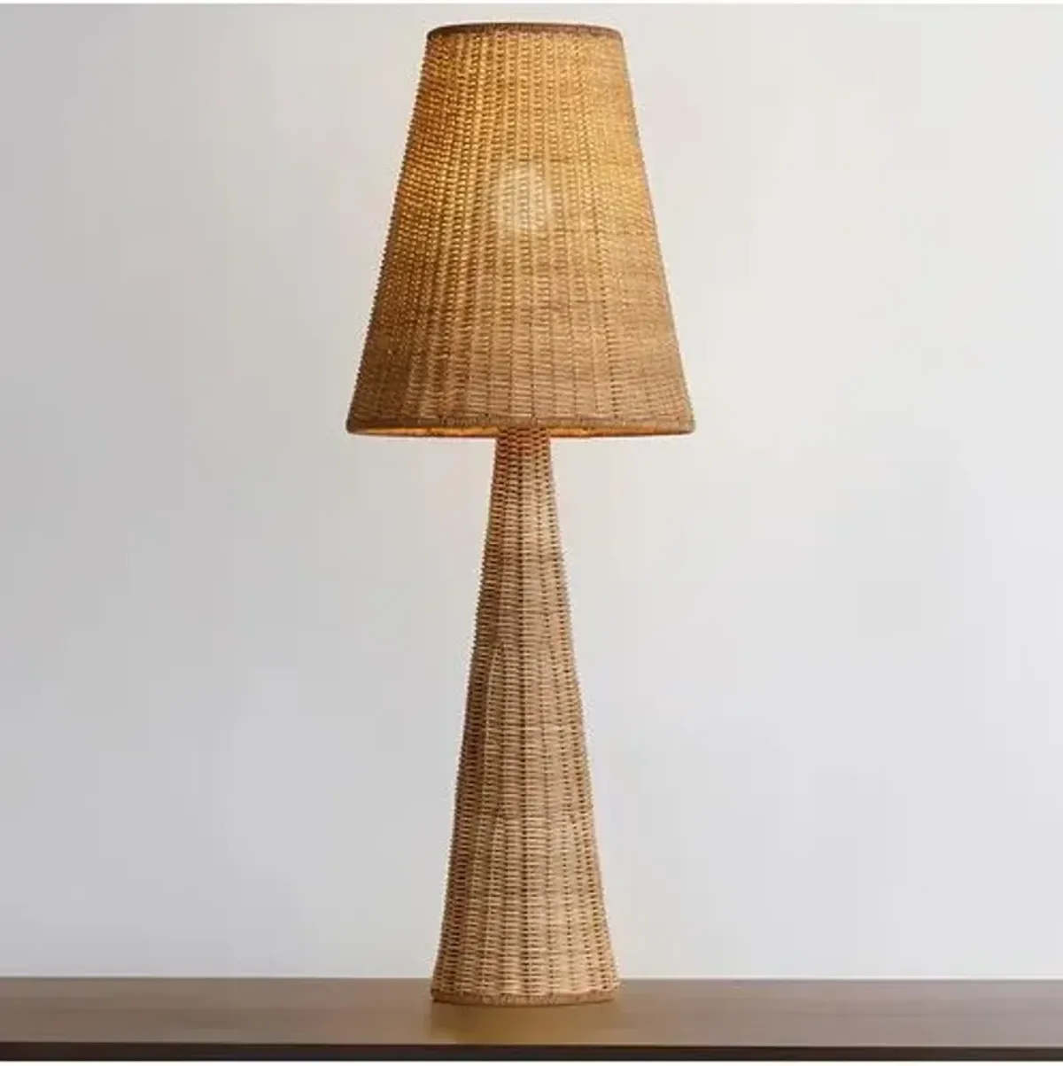 Kenna Rattan Wicker Table Lamp - Natural - Gold