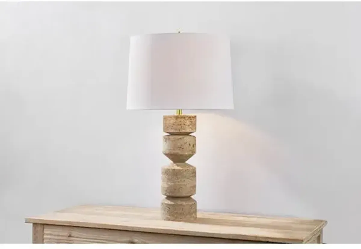 Lennox Stone Table Lamp - Aged Brass - Gold