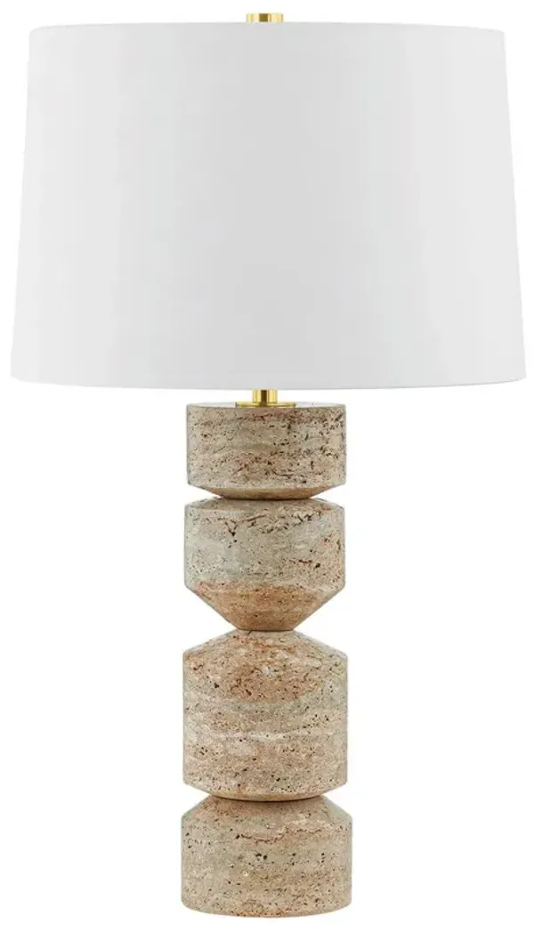 Lennox Stone Table Lamp - Natural - Gold