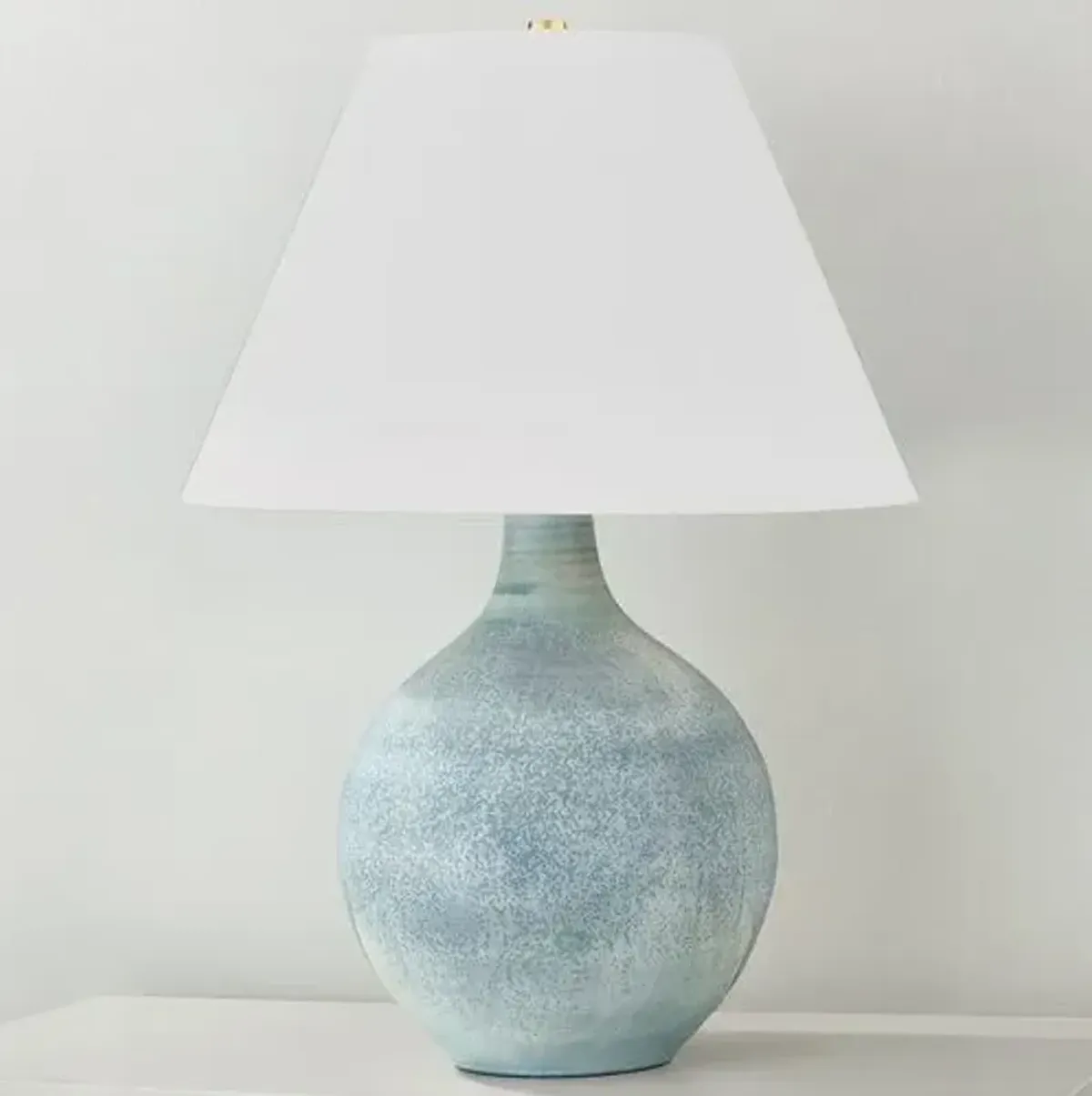 Selene Ceramic Table Lamp - Reactive Glaze Seaglass - Blue