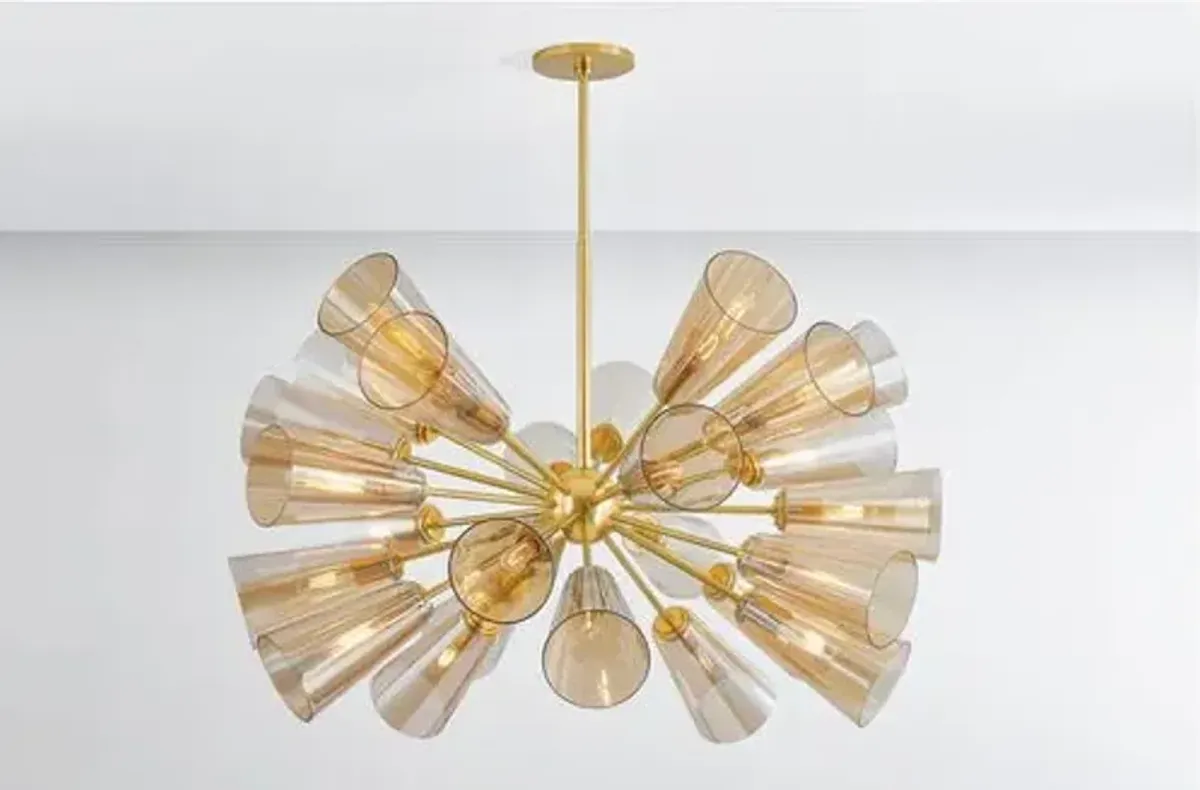 Reagan Glass Chandelier - Champagne/Aged Brass - Gold