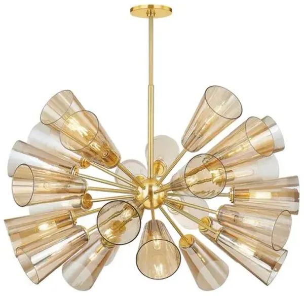Reagan Glass Chandelier - Champagne/Aged Brass - Gold