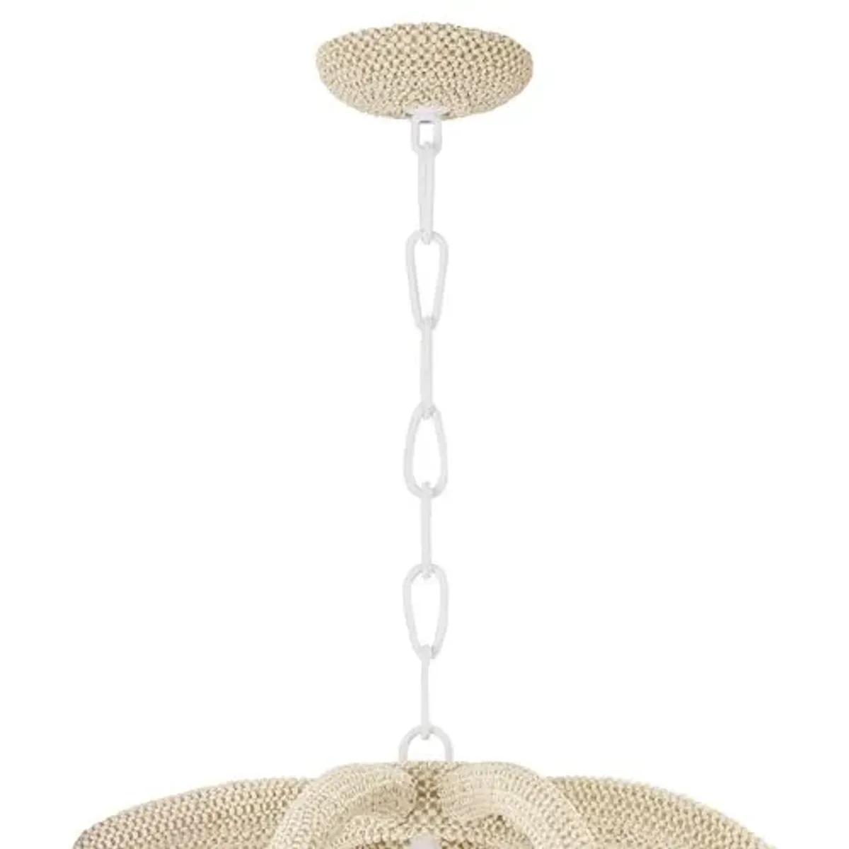 Riya Coconut Shell Beaded Chandelier - White Plaster