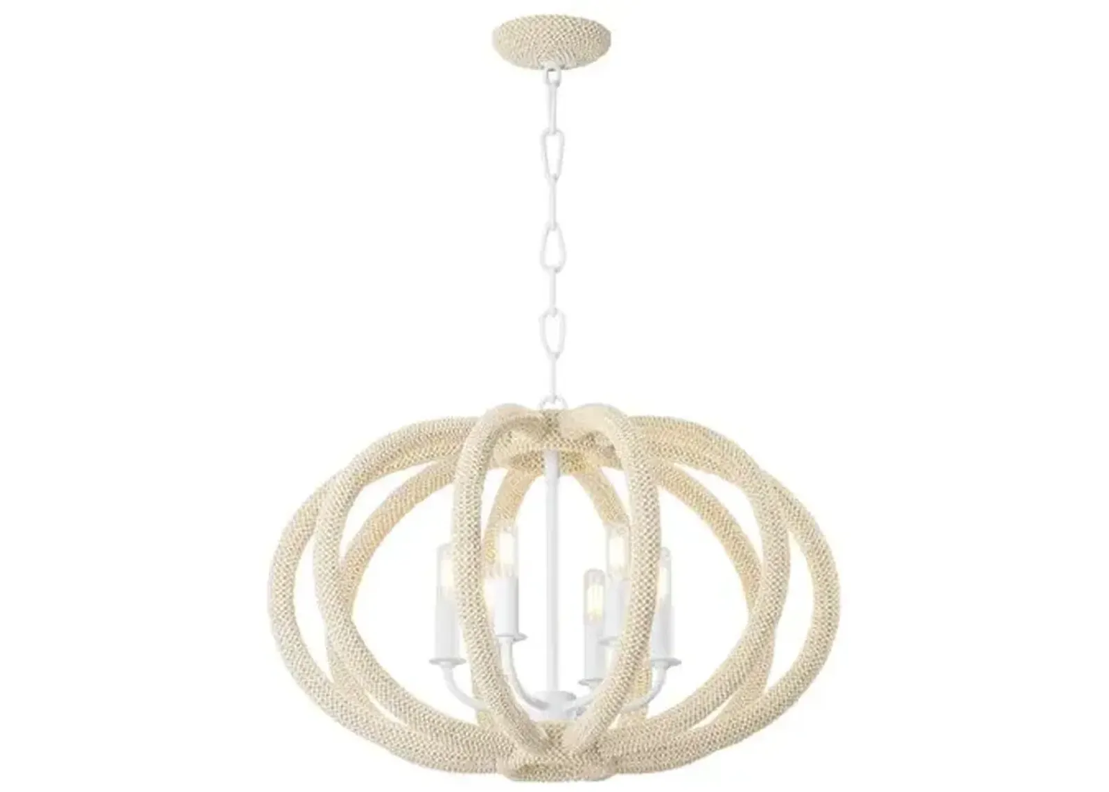 Riya Coconut Shell Beaded Chandelier - White Plaster