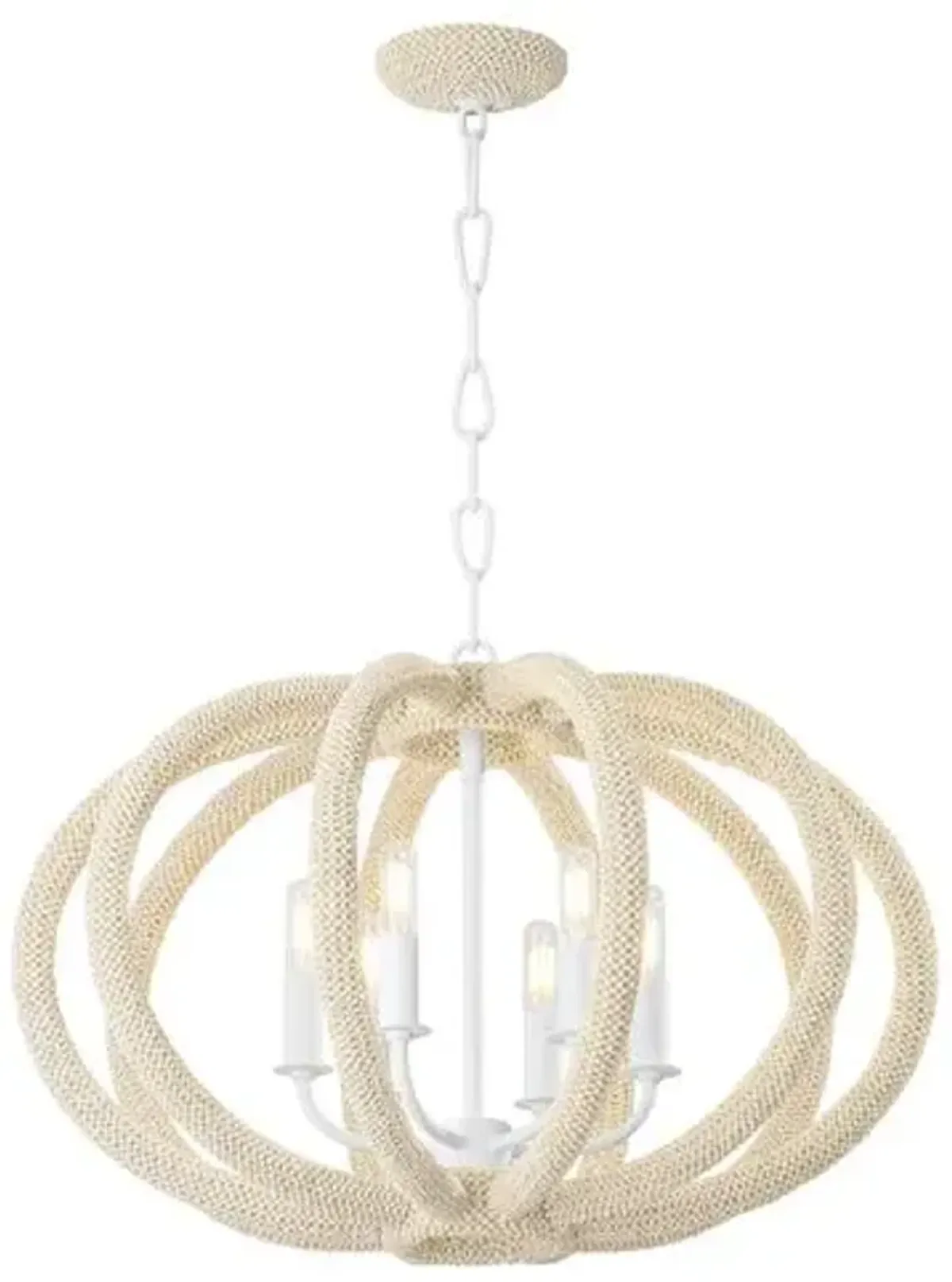 Riya Coconut Shell Beaded Chandelier - Ivory - White