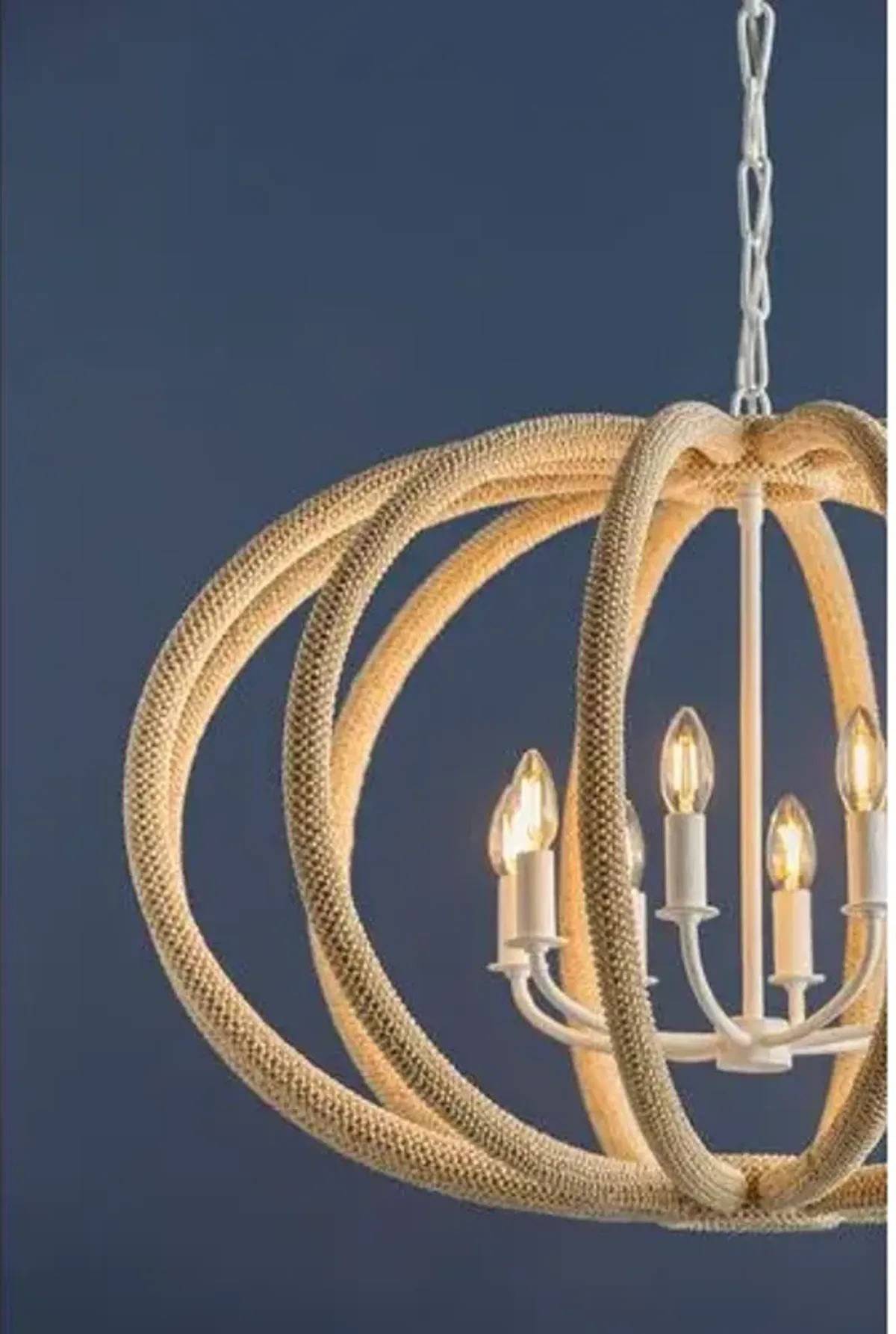 Riya Coconut Shell Beaded Chandelier - Ivory - White