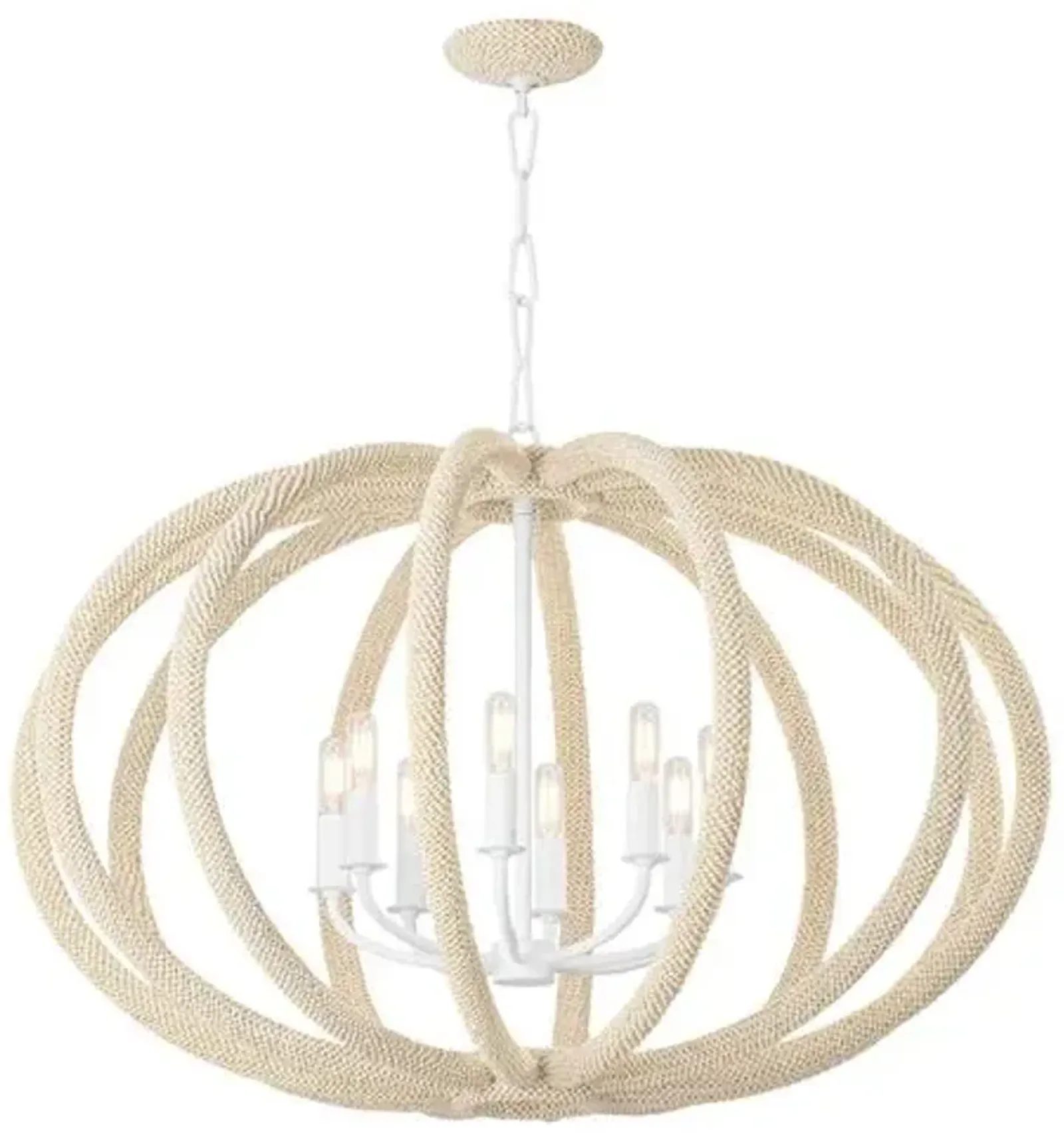 Riya Coconut Shell Beaded Chandelier - Ivory - White