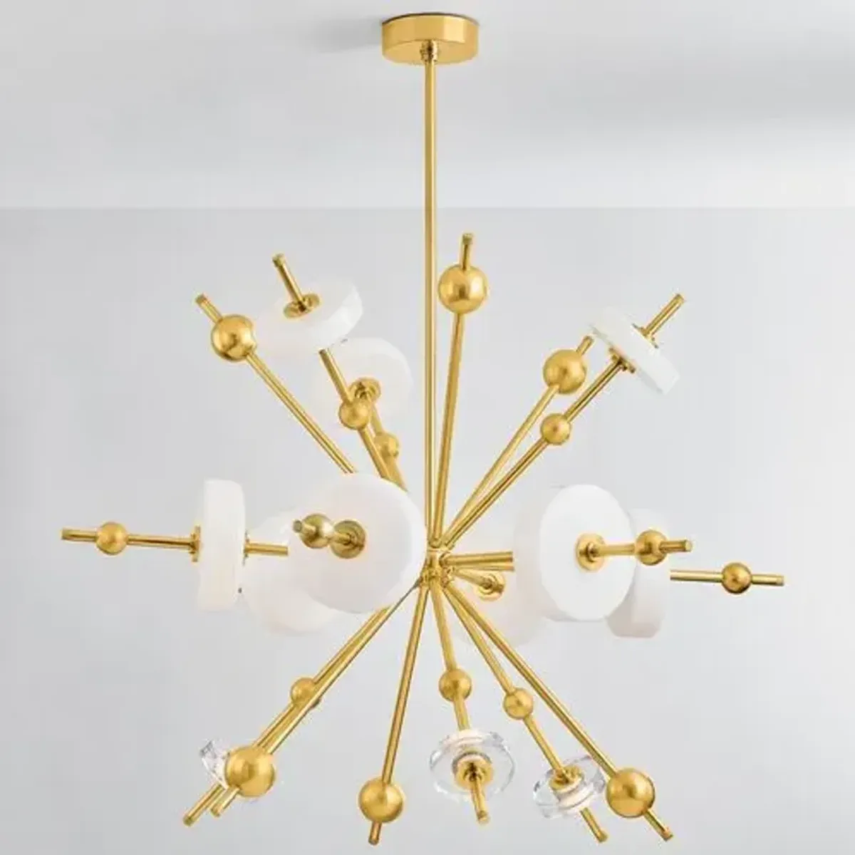 Adrian Sputnik Chandelier - Opal Glass/Aged Brass - Gold