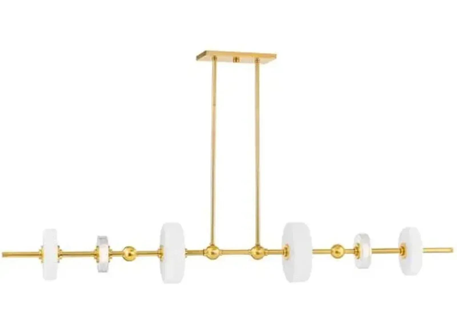 Adrian Linear Chandelier - Opal Glass/Aged Brass - Gold