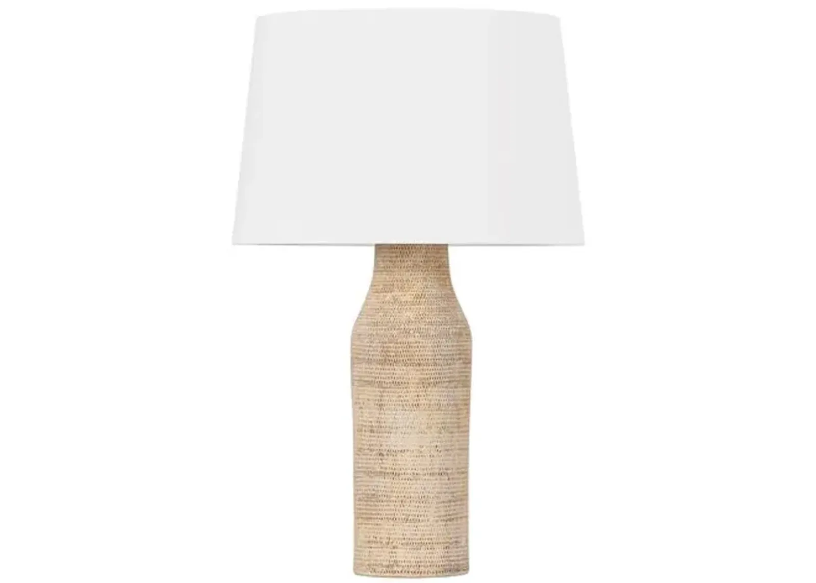 Finnegan Ceramic Table Lamp - Natural Basketweave - Beige