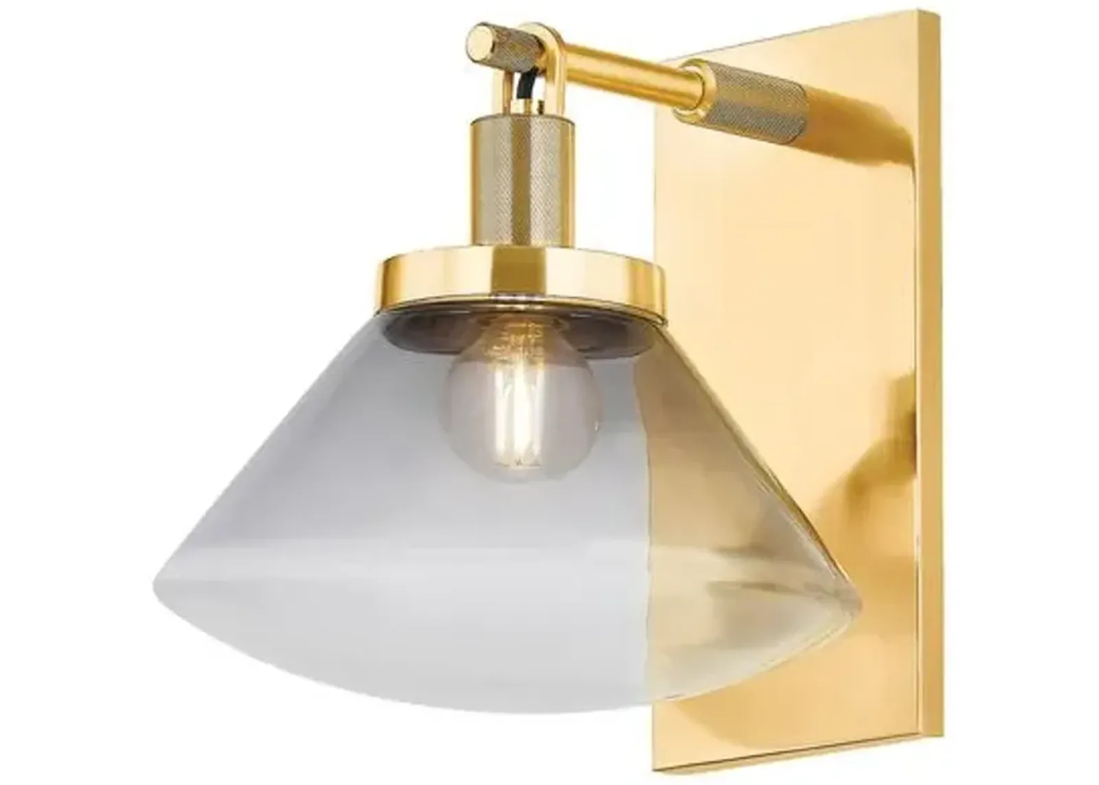 Leland Wall Sconce - Aged Brass/Smoky Glass - Gold