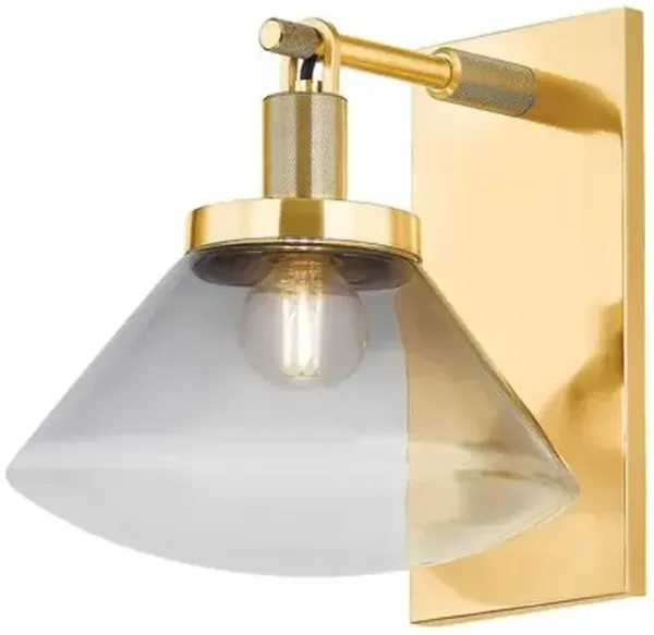 Leland Wall Sconce - Aged Brass/Smoky Glass - Gold