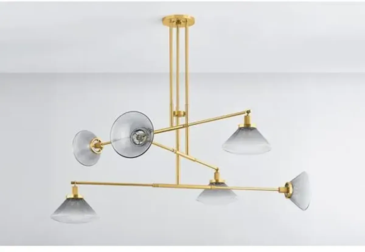 Leland 6-Light Chandelier - Aged Brass/Smoky Glass - Gold