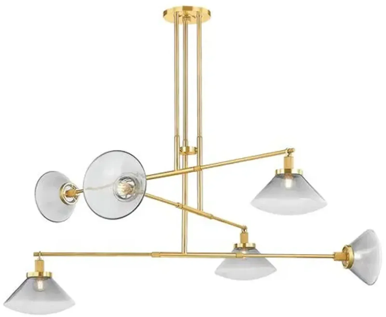 Leland 6-Light Chandelier - Aged Brass/Smoky Glass - Gold