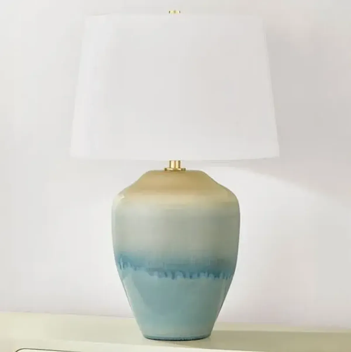 Henrik Ceramic Table Lamp - Crackle Emerald Tide - Blue