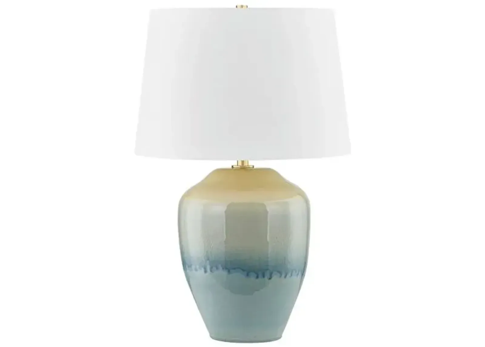 Henrik Table Lamp - Aged Brass/Ceramic Crackle Emerald Tide - Blue