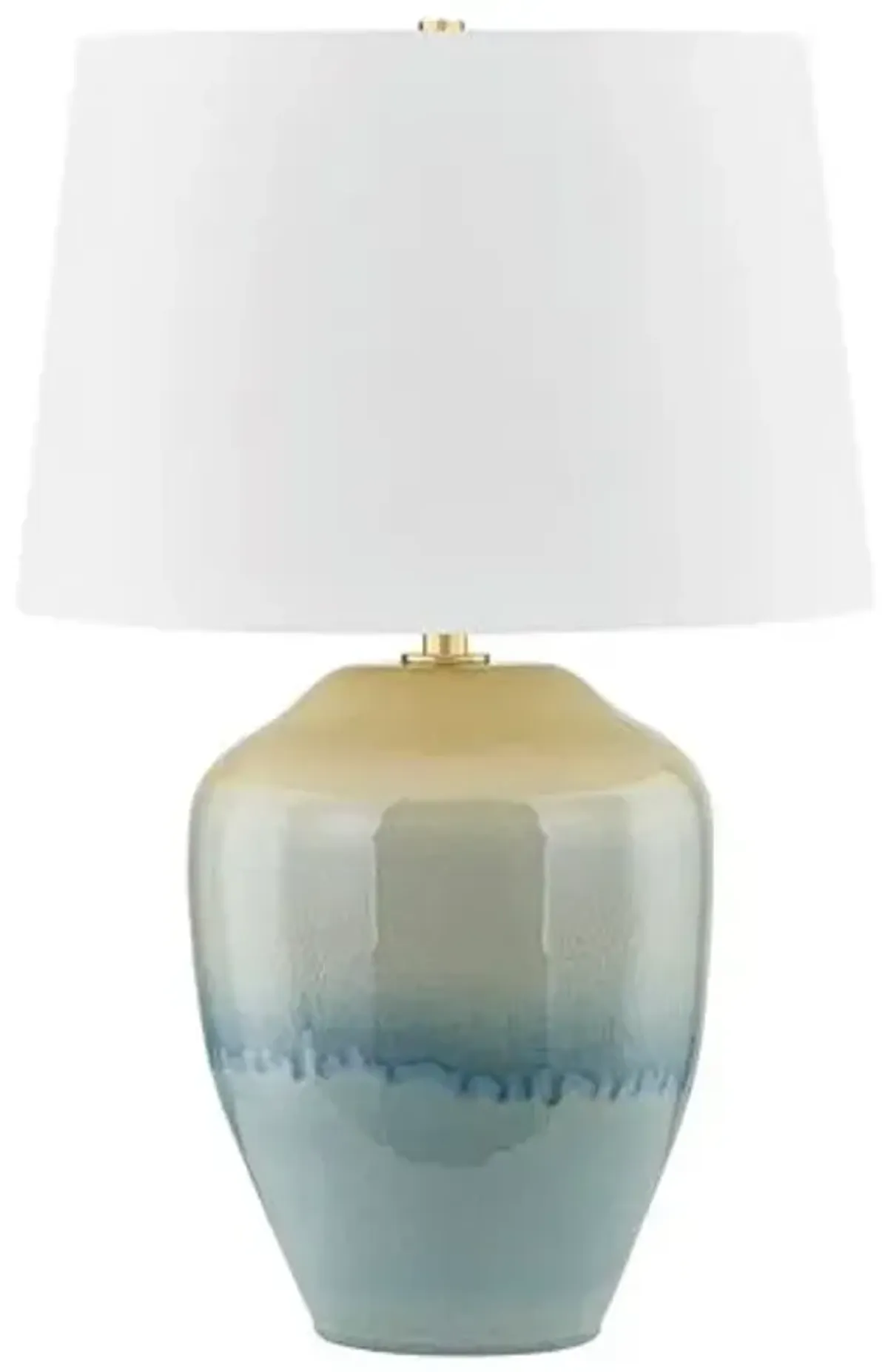 Henrik Table Lamp - Aged Brass/Ceramic Crackle Emerald Tide - Blue