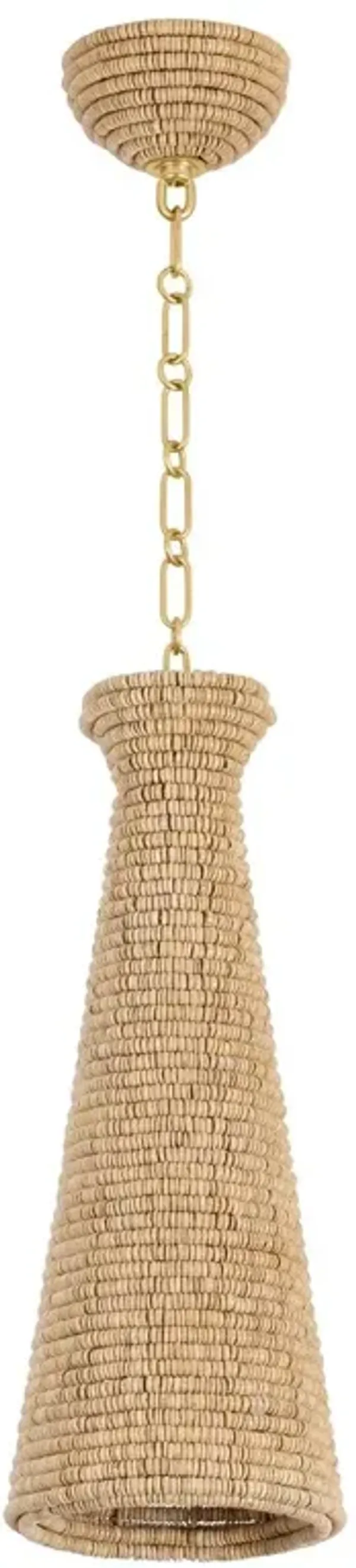 Emmett Wood Beaded Pendant - Natural/Vintage Gold Leaf - Handcrafted