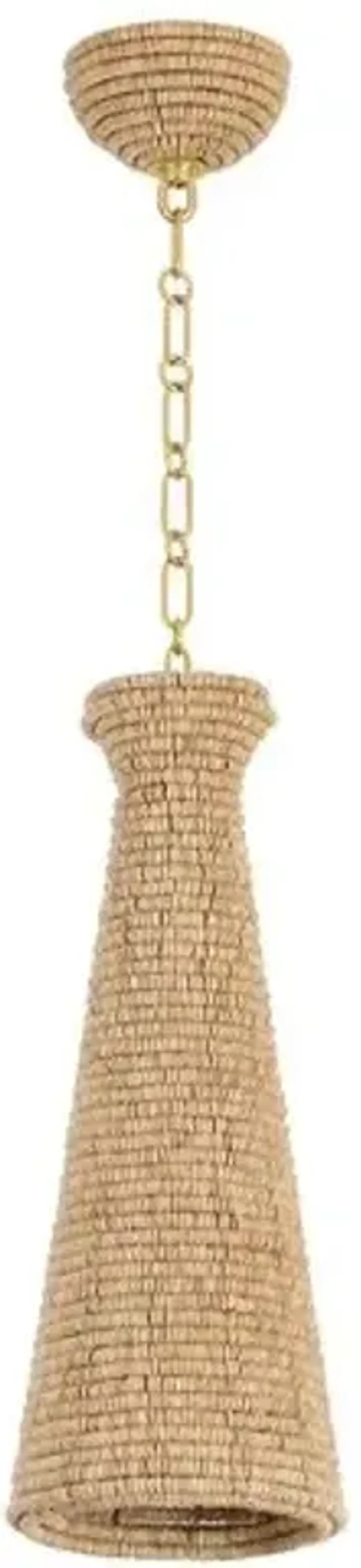 Emmett Wood Beaded Pendant - Natural/Vintage Gold Leaf - Handcrafted