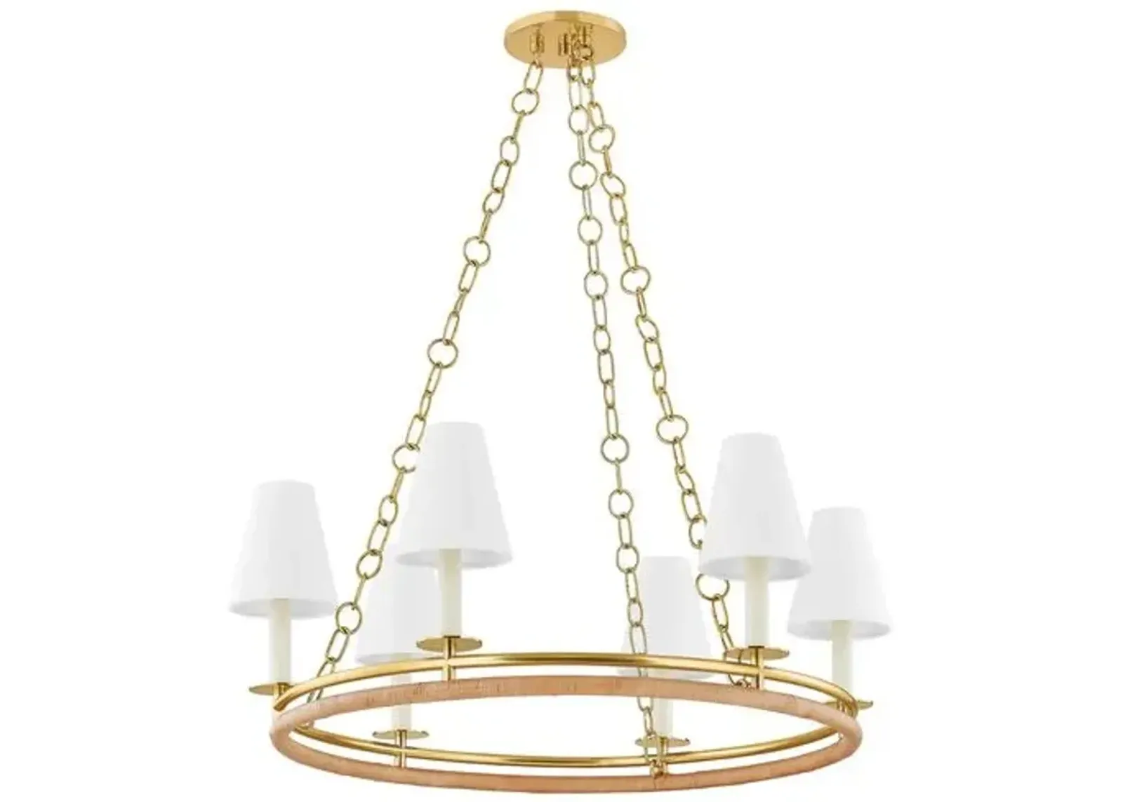 Judson Rattan Chandelier - Aged Brass - Gold