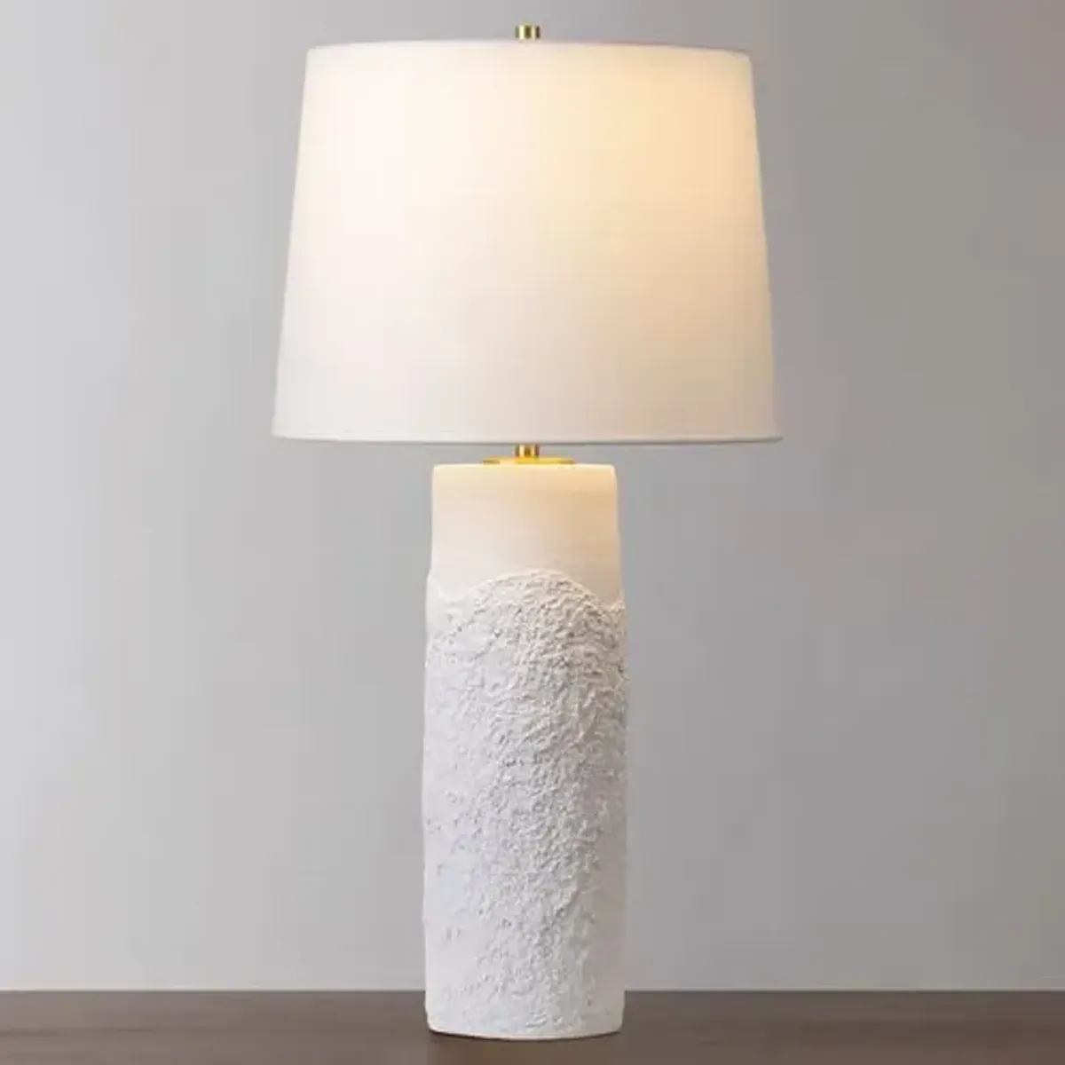 Avi Ceramic Table Lamp - Textured White - Gold