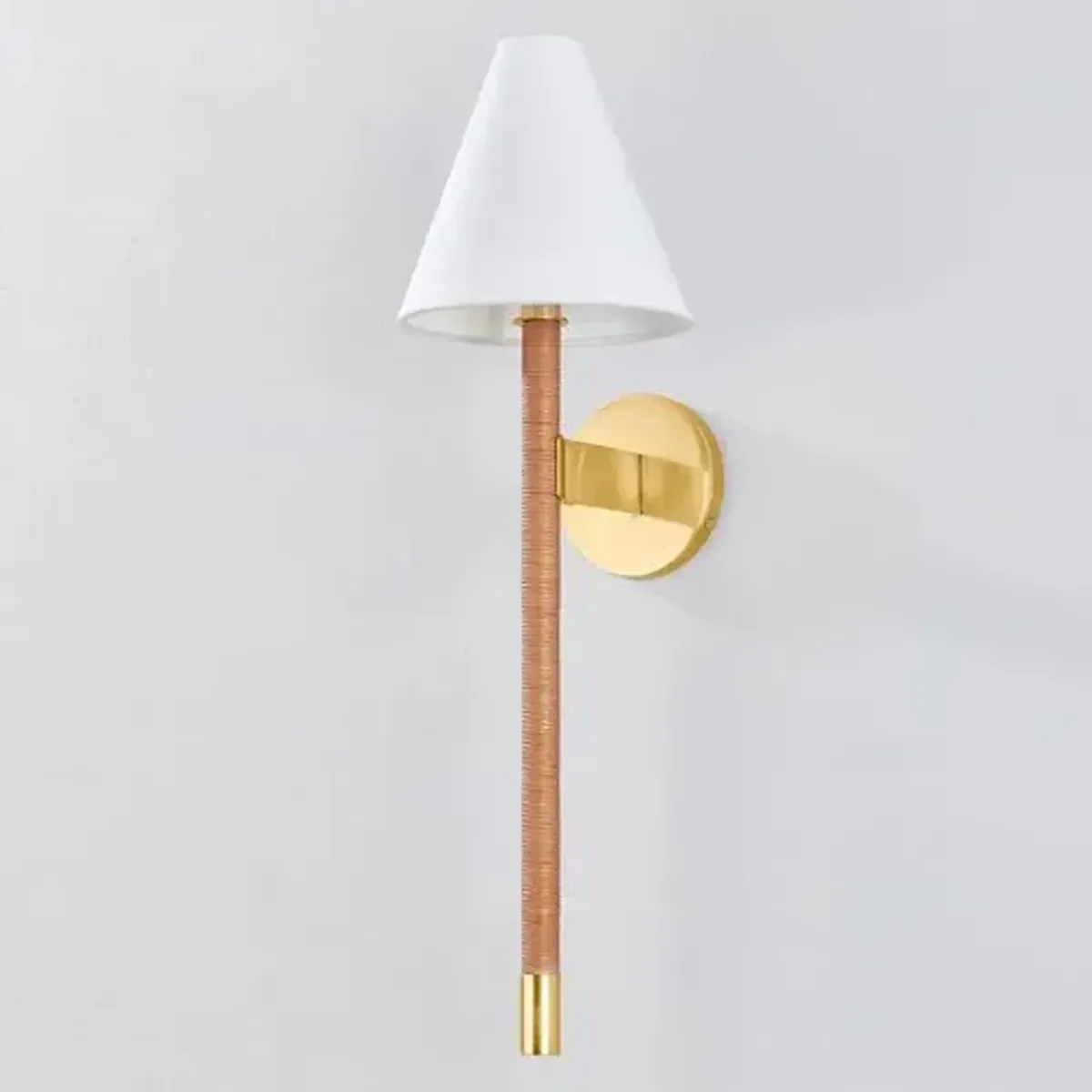 Silas 25" Rattan Wall Sconce - Natural/Aged Brass - Gold