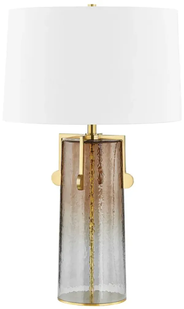 Ledger Glass Table Lamp - Smokey Ombre/Brass - Gold