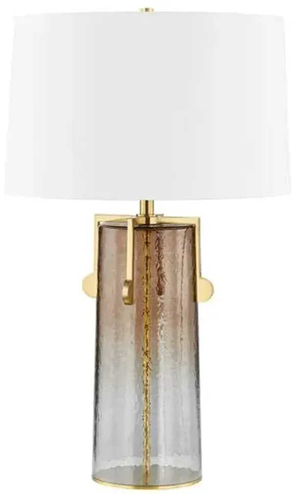 Ledger Glass Table Lamp - Smokey Ombre/Brass - Gold
