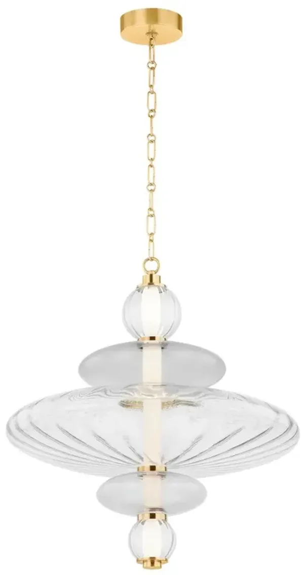 Zeke Pendant - Clear Optic/Smoked Glass - Gold