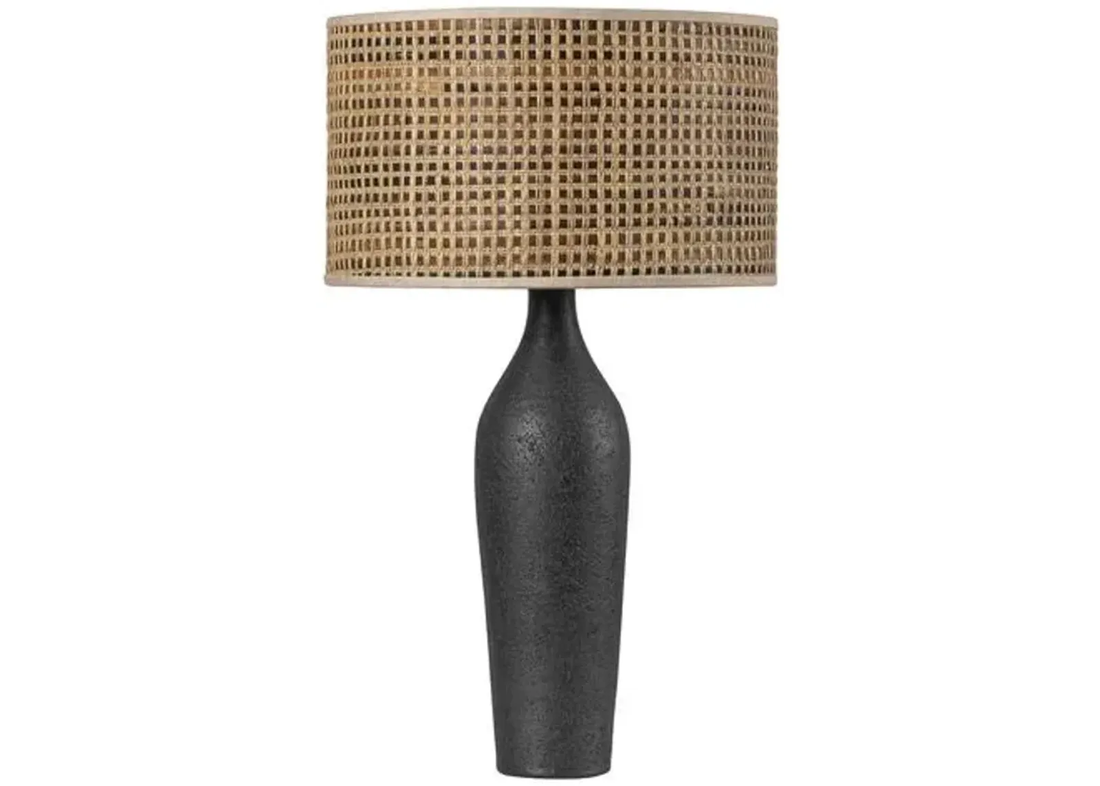 Keoni 29" Saguran Weave Table Lamp - Aged Brass/Ceramic Black Ash