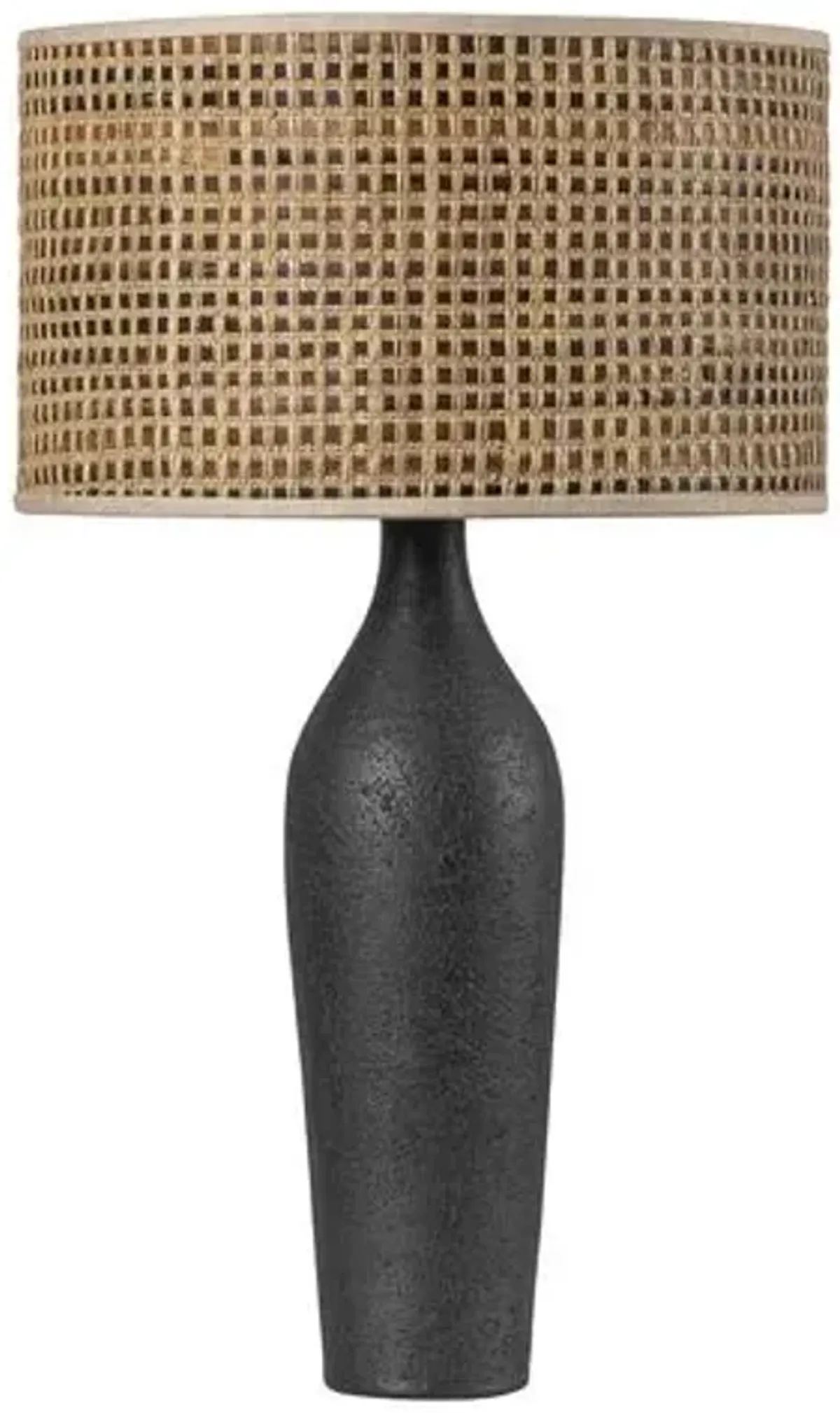 Keoni 29" Saguran Weave Table Lamp - Aged Brass/Ceramic Black Ash