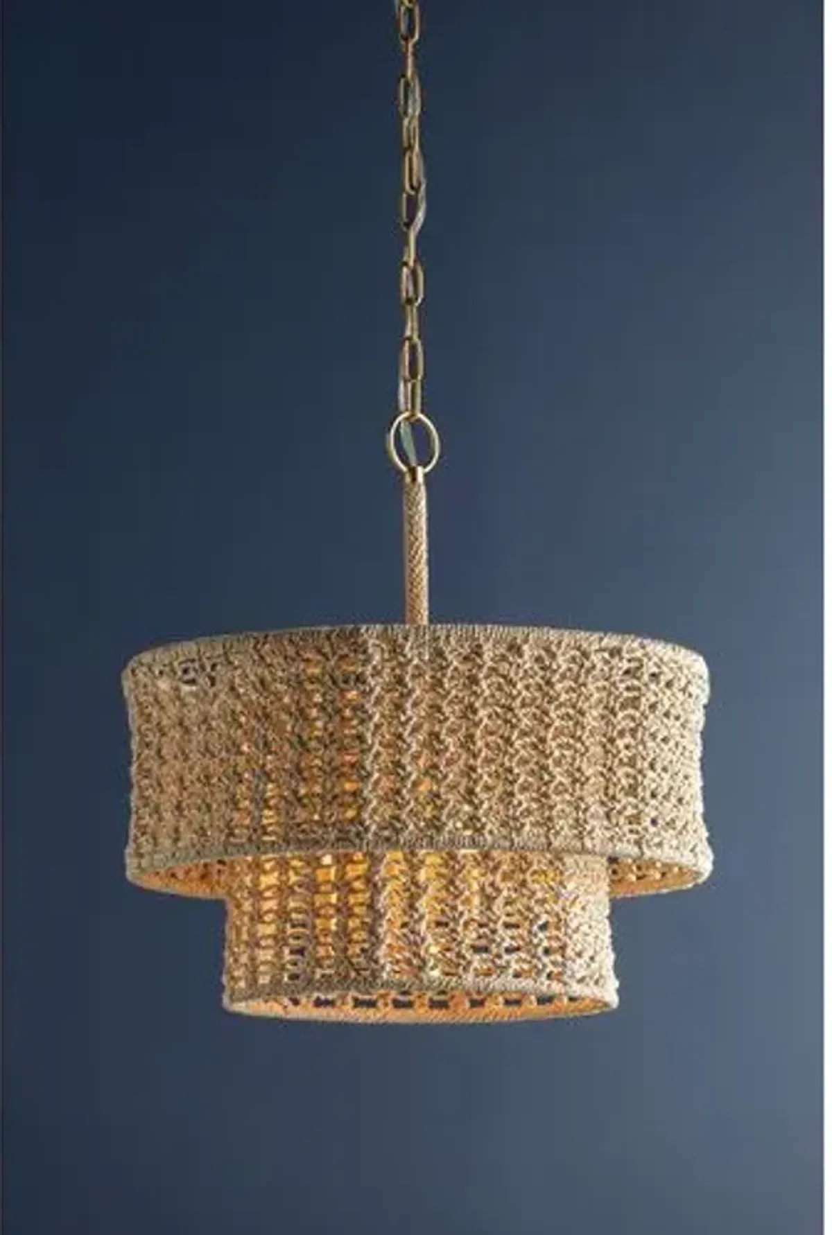 Farley Abaca Rope Pendant - Ivory - Gold