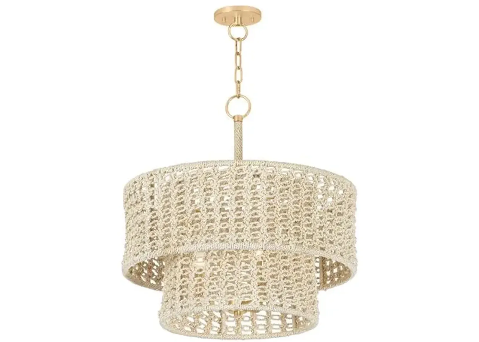 Farley Abaca Rope Pendant - Ivory - Gold